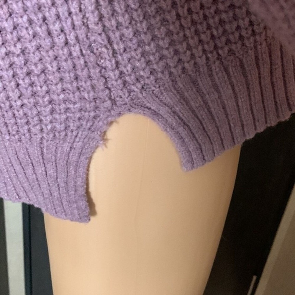 Sweet Romeo large waffle knit crew neck dark lavender sweater NWT - Picture 3 of 9